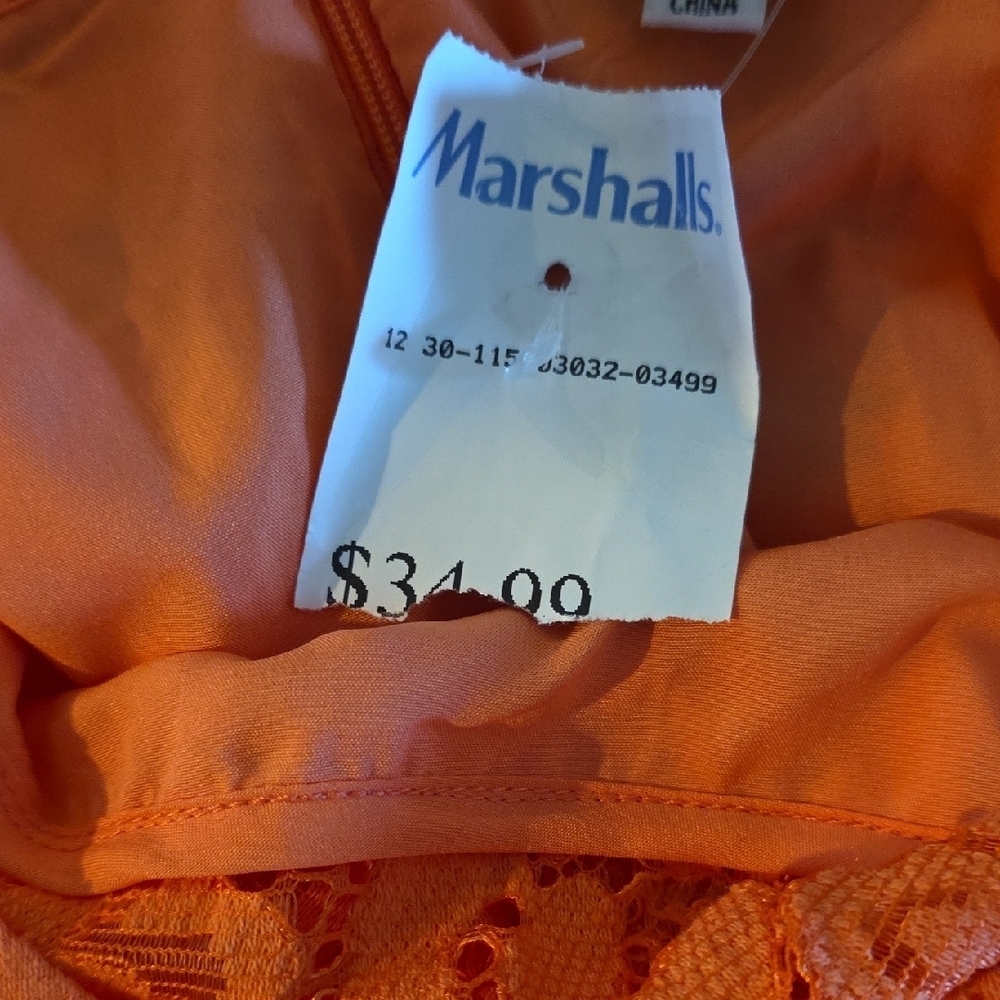 (J58) Nanette Lepore Orange Lace Dress Sz 8 - Picture 7 of 7